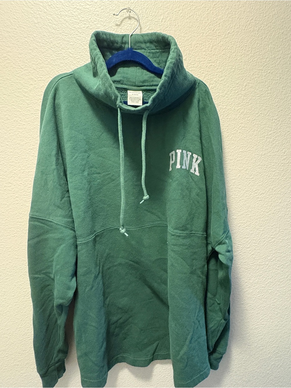 PINK Victoria's Secret Green Funnel Neck Pullover Hoodie